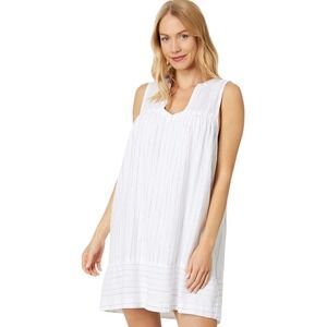 Splendid Juliette Women's Large Striped Mini Shift Dress White Linen Cotton